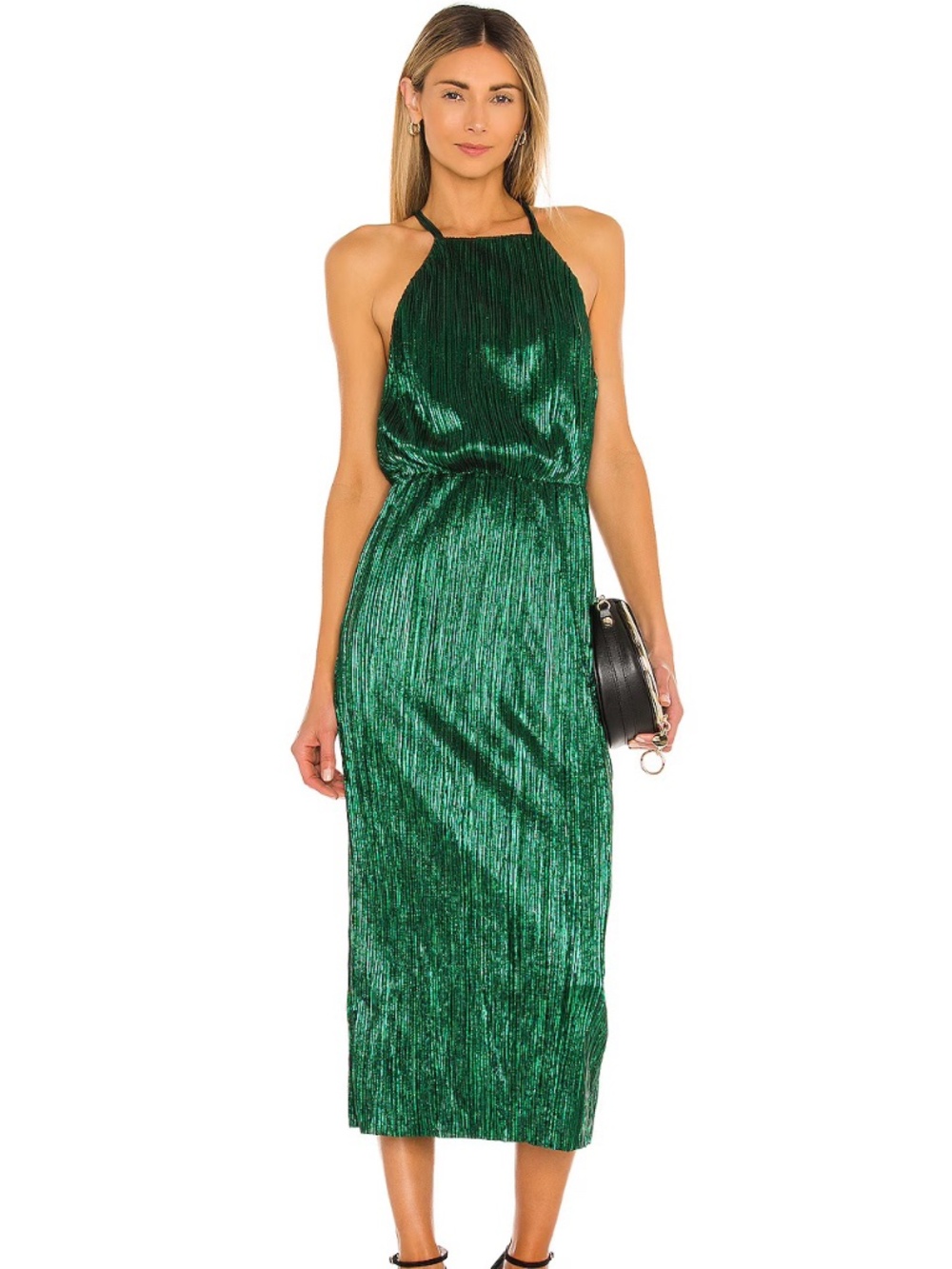 NWT House of Harlow 1960 x REVOLVE Farrah Midi Dress - Emerald Metallic | Size M